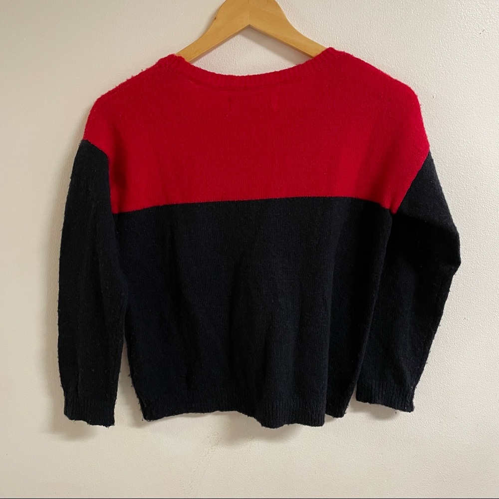 Abercrombie Color Block Red & Navy Blue Sweater - image 3